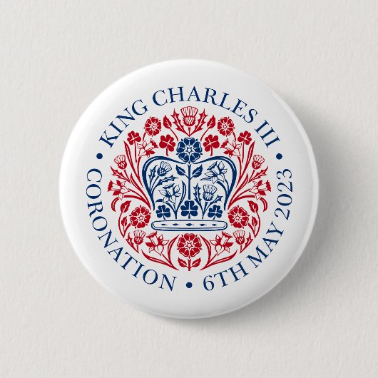 King Charles III coronation official design 缶バッジ (正面)