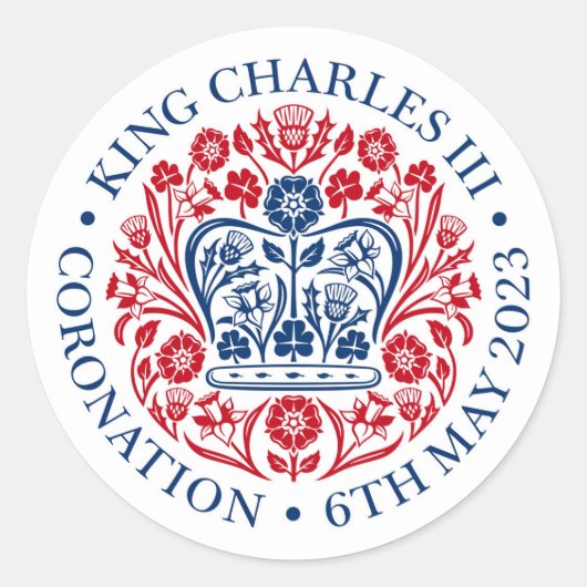 King Charles III Coronation Official Logoスタンプ ラウンドシール (正面)