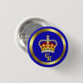 King Charles III Monogram and Crown 3 Cm Round 缶バッジ (正面&裏面)