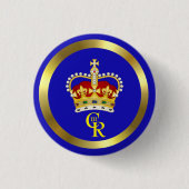  King Charles III Monogram and Crown   3 Cm Round  缶バッジ (正面)