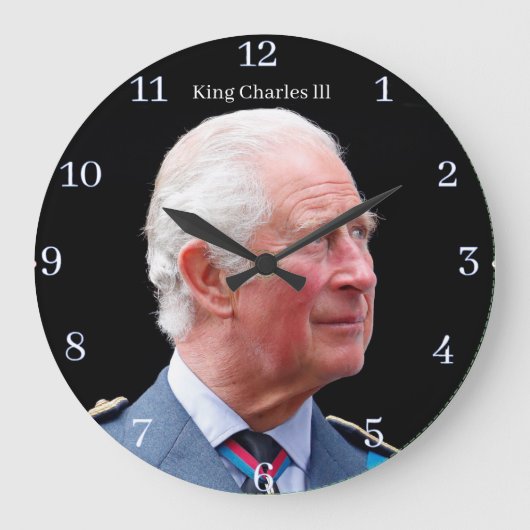 King Charles lll Acrylic Wall Clock ラージ壁時計 (正面)