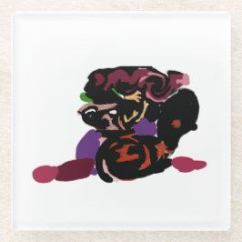 king Charles spaniel and roses sweet  ガラスコースター