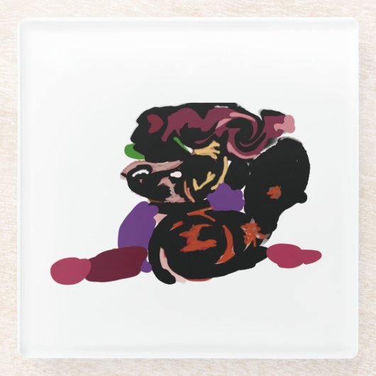 king Charles spaniel and roses sweet  ガラスコースター (正面)