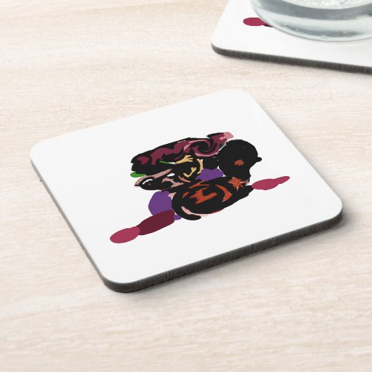 king Charles spaniel and roses sweet  コースター (左側)