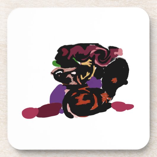 king Charles spaniel and roses sweet  コースター (正面)