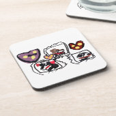 King Charles Spaniel hearts  コースター (左側)