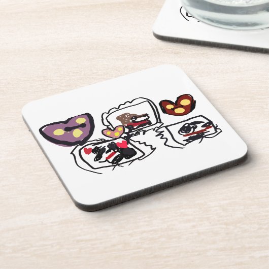 King Charles Spaniel hearts  コースター (左側)