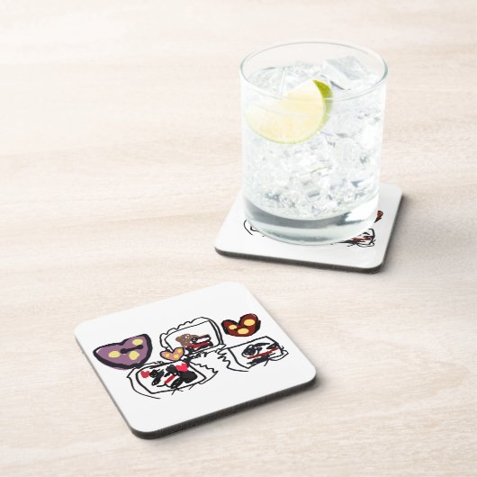 King Charles Spaniel hearts  コースター (右側)