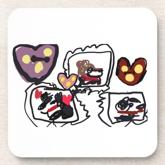 King Charles Spaniel hearts  コースター (正面)