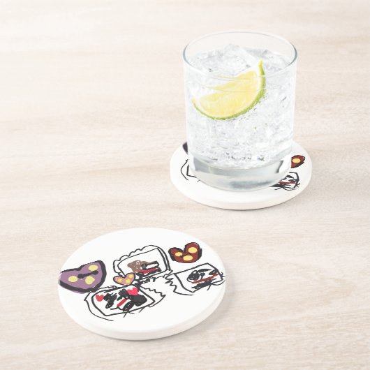 King Charles Spaniel hearts コースター (側面)