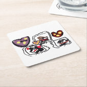 King Charles Spaniel hearts  スクエアペーパーコースター (アングル)