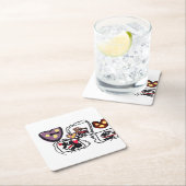 King Charles Spaniel hearts  スクエアペーパーコースター (インサイチュ)