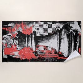 King Chess Piece Urban Grunge ビーチタオル