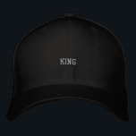 King Custom Black Versatile Headwear Style-Hat  刺繍入りキャップ<br><div class="desc">Step into authority with the “KING” text printed on this black Flexfit wool cap,  built for bold personalities. The clean design delivers a strong visual impact without being loud. 

Perfect for those who carry confidence naturally in their everyday style.</div>
