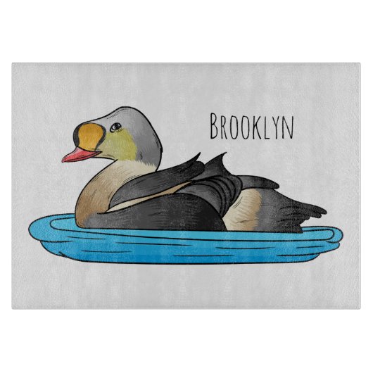King eider bird cartoon illustration カッティングボード (正面)