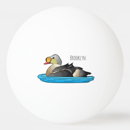 King eider bird cartoon illustration 卓球ボール (正面)