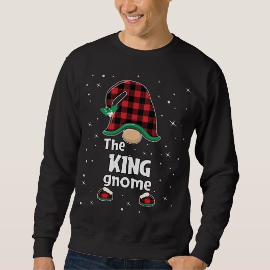 King Gnome Buffalo Plaid Matching Christmas Pajama スウェットシャツ (正面)