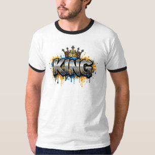 KING Graffiti Crown – ストリートアート風ロイヤルタイポグラフィ Tシャツ