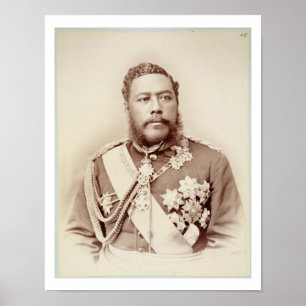 King Kalakaua (1836-91), late c19th (sepia photo) ポスター