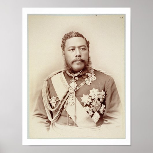 King Kalakaua (1836-91), late c19th (sepia photo) ポスター (正面)