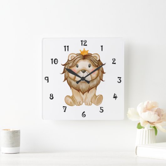 King Lion Face Wall Clock スクエア壁時計 (ホーム)