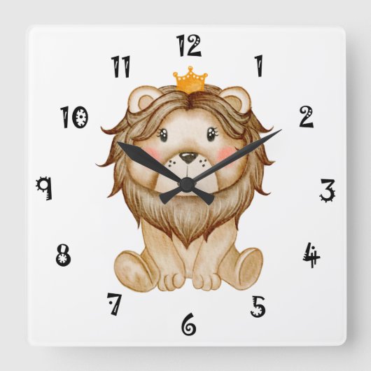 King Lion Face Wall Clock スクエア壁時計 (正面)