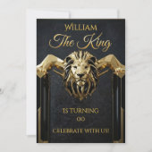 King Marble Black Gold Birthday Party Mens Mans 招待状 (正面)