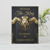 King Marble Black Gold Birthday Party Mens Mans 招待状 (スタンド正面)