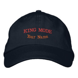 KING MODEアートがデザインされたエクスクルーシブネイビーキャジュアルハット 刺繍入りキャップ