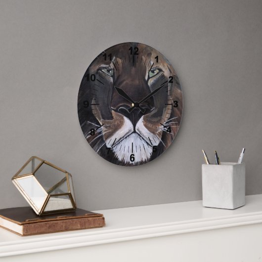 King of Beasts Painting by Alfred Fox ラージ壁時計 (オフィス)