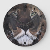 King of Beasts Painting by Alfred Fox ラージ壁時計 (正面)