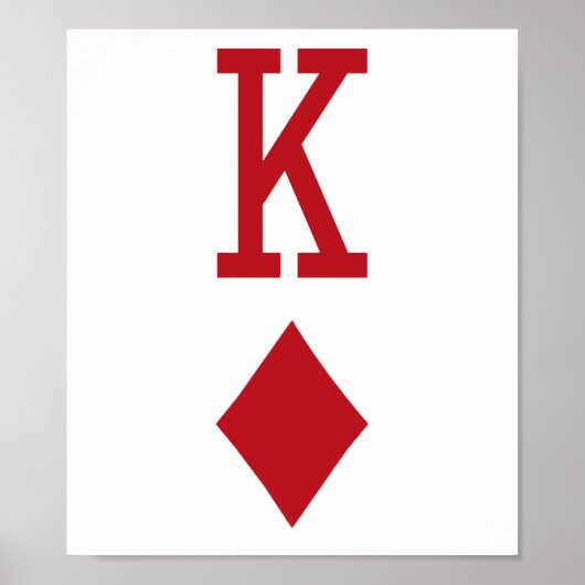 King of Diamonds Red Playing Card ポスター (正面)