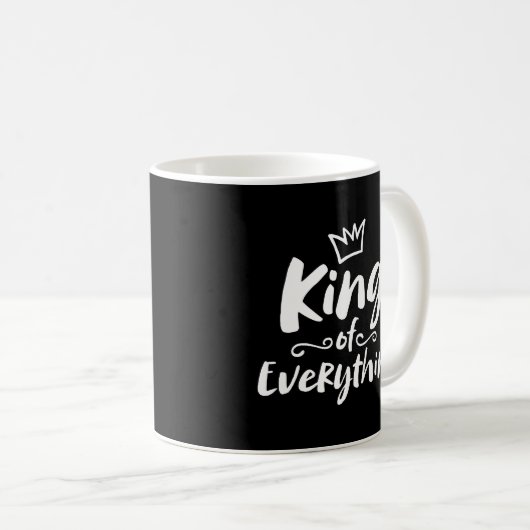 KING of Everything – ホワイトブラシレタリング おもしろい コーヒーマグカップ (正面右)