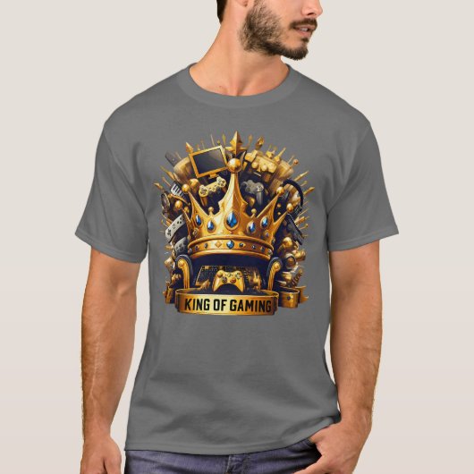 King of Gaming Royal Throne Crown Design Tシャツ (正面)