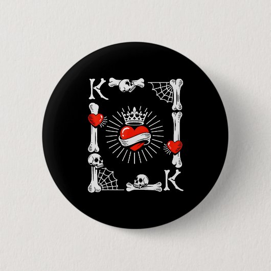 King Of Hearts Card Costume Funny Halloween King O 缶バッジ (正面)