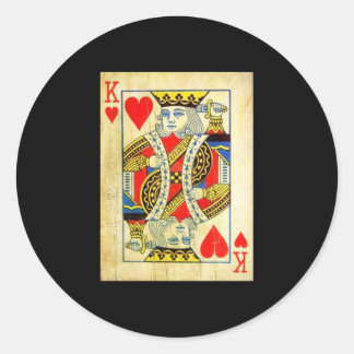King Of Hearts Card Deck Old ラウンドシール