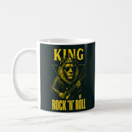 King of Rock N Roll Lion Guitar Player コーヒーマグカップ (左)