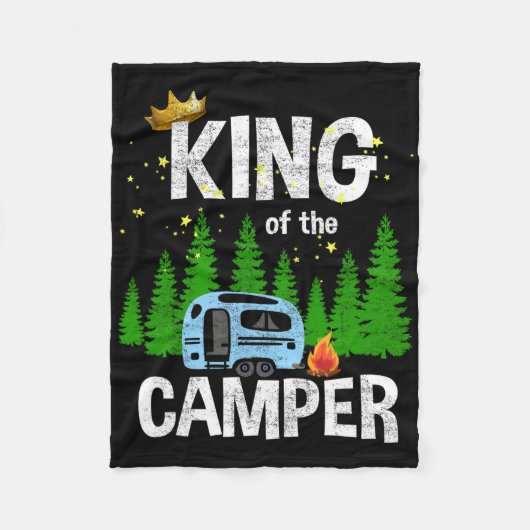 King Of The Camper Camping Travel Trailer Road Tra フリースブランケット (正面)