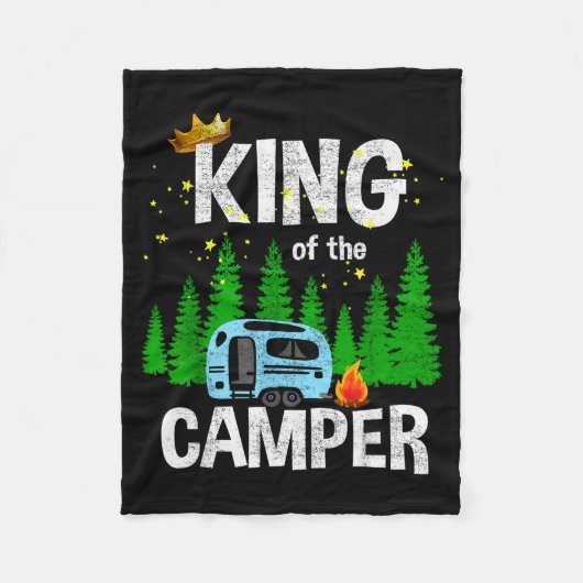 King Of The Camper Camping Travel Trailer Road Tra フリースブランケット (正面)