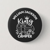King Of The Camper w/ crown custom name camping 缶バッジ (正面)