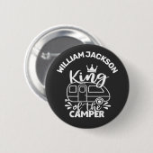 King Of The Camper w/ crown custom name camping 缶バッジ (正面&裏面)