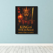 King of the Jungle Art – Powerful Lion and Fire キャンバスプリント (インサイチュ (ウッドフロア))