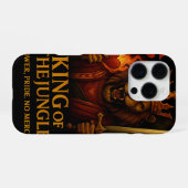 King of the Jungle Art – Powerful Lion and Fire iPhoneケース (裏面横)