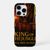 King of the Jungle Art – Powerful Lion and Fire iPhoneケース (裏面)