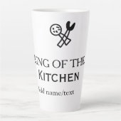 King of the kitchen chef cooking add name crown ha カフェラテマグ (正面)