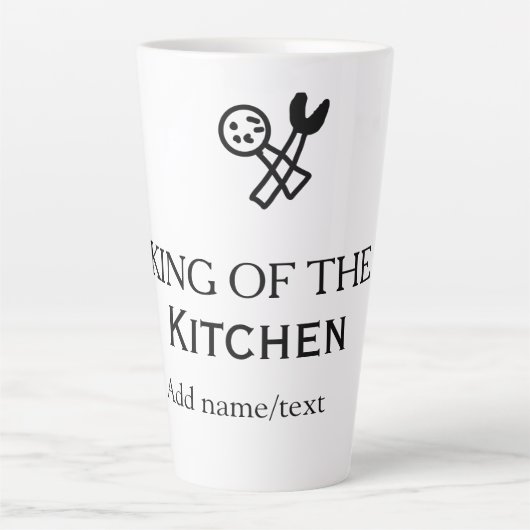 King of the kitchen chef cooking add name crown ha カフェラテマグ (正面)