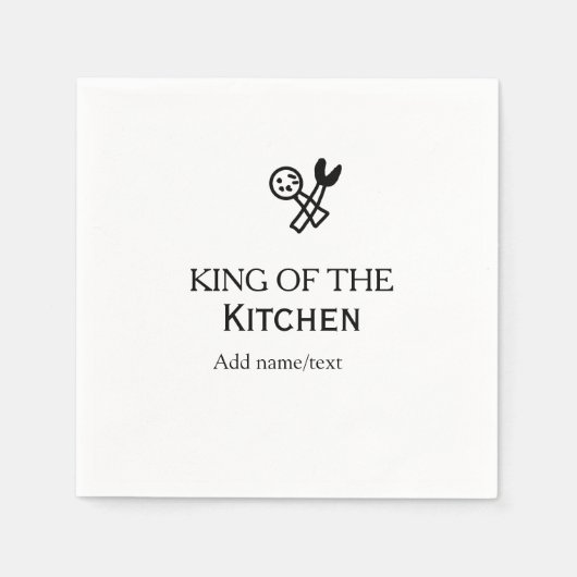 King of the kitchen chef cooking add name crown ha スタンダードカクテルナプキン (正面)