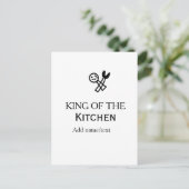 King of the kitchen chef cooking add name crown ha ポストカード (スタンド正面)