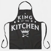 King of the Kitchen Crown – Funny Foodie Black エプロン (正面)