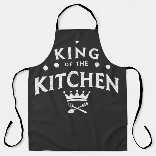 King of the Kitchen Crown – Funny Foodie Black エプロン (正面)